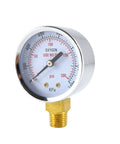 Low And High Pressure Gauges For Oxygen Regulator Set Two Inch Dial One Quarter Inch NPT Bottom Inlet Pair 0 To 4000 PSI Easy Read PSI And KPA Readouts brass oxygen gauge