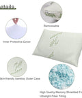 Two Pack Camping Pillow For Sleeping On The Go, Compact Travel Pillow With Shredded Memory Foam, bamboo cover details