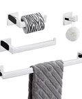 Polished Chrome 4 Piece Bathroom Hardware Set Built From 304 Stainless Steel With Robe Hook, Toilet Paper Holder, Hand Towel Holder, And Bath Towel Bar