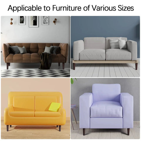 8 Inch Round Solid Wood Furniture Legs Set Brown 8 Pieces With M8 T Nuts Screws Insert Nuts And Felt Non Slip Pads Replacement Sofa Couch Armchair Cabinet Dresser Leg Kit For DIY Projects displayed on various sofas and chairs.