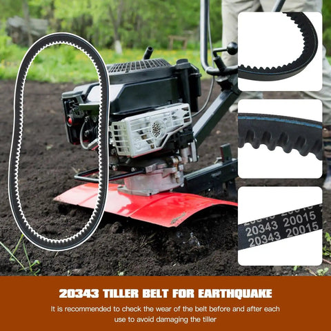 Heavy Duty Drive Belt For Tiller Cultivator 35310 12 X 728 4L Tooth HA Replacement Belt For 79cc Tazz, close-up on tiller