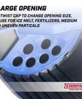 Close-up of 64 Ounce Black Poly Hand Shaker Spreader lid with adjustable openings, suitable for all-year use.