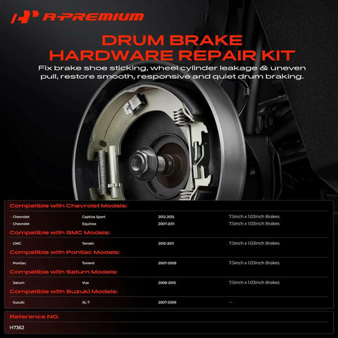 Premium Rear Side Drum Brake Hardware Kit For Chevy Equinox Captiva Sport GMC Terrain Suzuki XL7 Pontiac Torrent Saturn Vue 2007-2015 Super Durable Setup To Keep Your Ride Stopping Power Sharp And Safe On The Streets