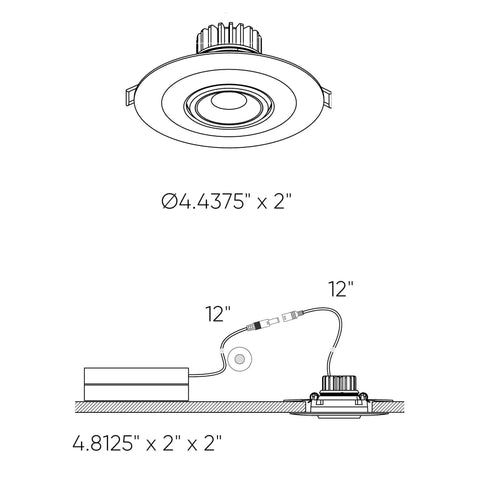 4 Inch Round LED Gimbal Recessed Light Black Dimmable Integrated Driver 120V Direct Connection Modern Design With Adjustable Beam For Flexible Lighting 50,000 Hour Lifespan Rotatable Fixture