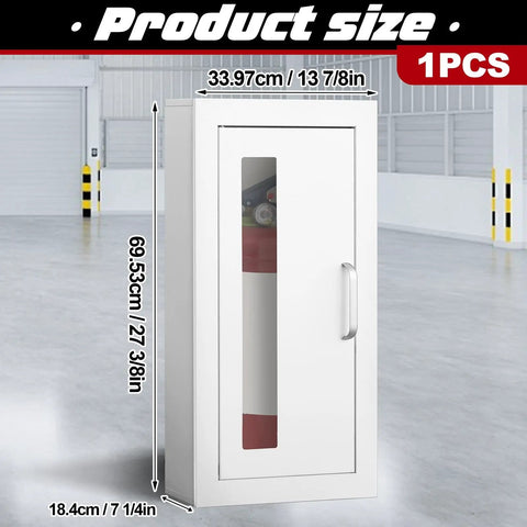 Heavy Duty 10lb Fire Extinguisher Cabinet With Wall Or Surface Mount Options In Bright White Steel Rock Solid Safety Gear Locker For Garage Or Workshop And Easy As Pie To Install