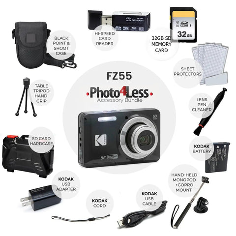 Grab And Go Digital Camera Bundle For Sharp Photos And Smooth Video 16MP Sensor 28mm Wide Angle 5x Optical Zoom Includes 32GB Card Case.