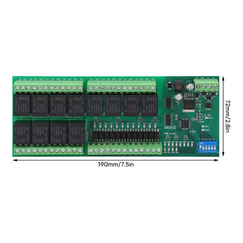 12 Channel Relay Module With Protection And Optically Isolated Inputs, Hardware Reset, 12 Relay Outputs, 190x72 mm PCB