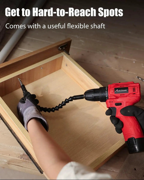 12V Brushless Cordless Drill Driver Set With 28 Nm Torque And 2.0Ah Battery For Home DIY Projects, Easy Handling, Quiet Operation, flexible shaft in a wooden drawer