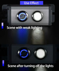 Three Position 19mm Rotary Switch With Blue LED Indicator For 12V 24V DC Or AC, showing use effect with LED on and off