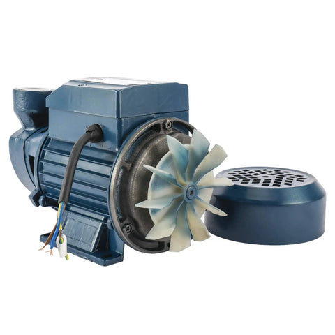 Heavy Duty Half Horsepower Electric Centrifugal Water Pump For Pools And Ponds, blue housing, visible internal fan blades