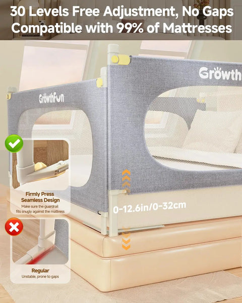 Three Piece Queen Size Bed Rail Guard For Toddlers And Kids Height Adjustable Baby Bed Rail For Queen Beds Safe Sleep Protection