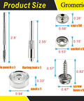 Heavy Duty Snap Fastener Kit With 50 Sets Of 200 Pieces 15mm Marine Grade Stainless Steel Canvas Snaps And 3 Setting Tools diagram