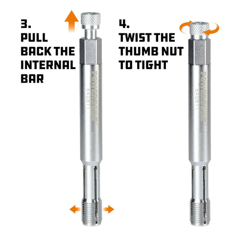 Back Tap Spark Plug Thread Repair Tool For 14mm Spark Plugs, Collapsible Design With Debris Removal, showing operational steps