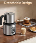 Barista Quality Milk Frother And Steamer 4 In 1 Electric Foam Maker With 24oz Detachable Stainless Jug on kitchen countertop