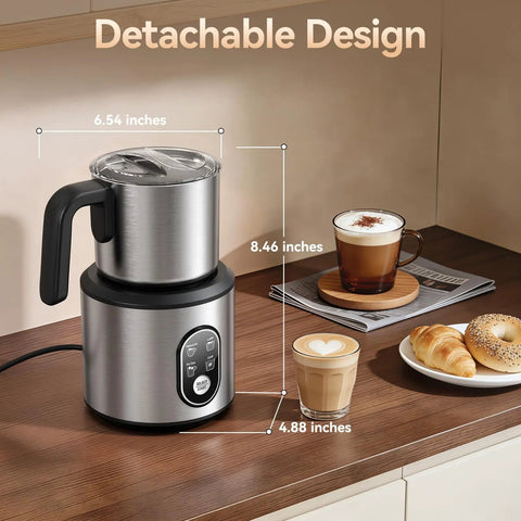 Barista Quality Milk Frother And Steamer 4 In 1 Electric Foam Maker With 24oz Detachable Stainless Jug on kitchen countertop