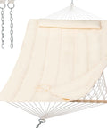 Two Person Outdoor Hammock Replacement Pad For Stand, Quilted Reversible Polyester Pad With Fiber Fill, beige color