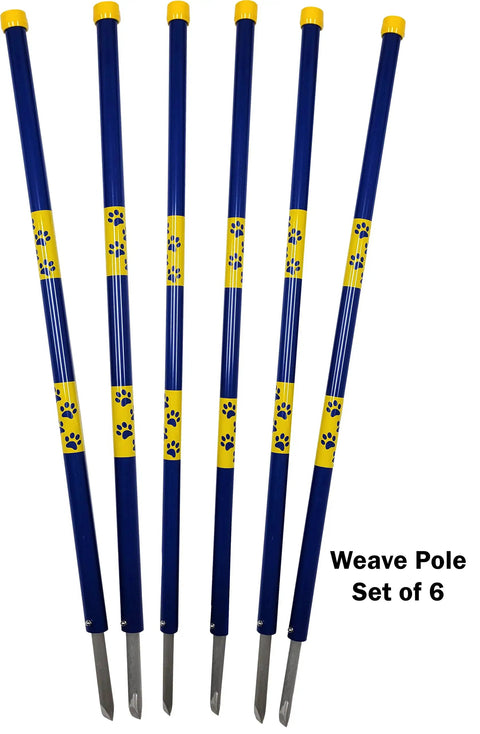 In Ground Weave Poles For Outdoor Dog Agility Training Set Of 6 Poles Only Heavy Duty PVC Construction With Bolted Steel Stakes