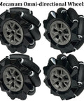 4 Pack 80mm Mecanum Wheels With 6mm Metal Couplings For DIY AGV Robotic Car Chassis Omni Directional Drive Kit Dope For Arduino Uno R3 And Raspberry Pi Projects