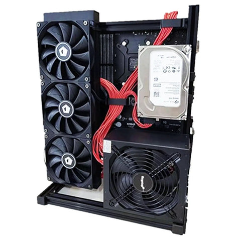 Open Frame Test Bench Case With Aluminum Rack Bracket For ATX Motherboards, Supports Air Cooling And 180mm Water Cooling, DIY Creative Vertical Overclocking Chassis Kit