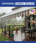 Invisible Protection Seam Sealer for Fabric 4oz PFAS Free Waterproof Sealant on awning in rain, showcasing water resistance