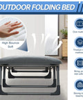 Go To Adjustable Folding Camping Cot With Mattress For Indoor And Outdoor Use 70 Inch Long Portable Guest Bed displayed