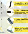 Thatch Rake 15 Inch Wide Dethatcher for Cleaning Dead Grass Leaves and Debris Loosens Soil with Steel Tines and Stainless Steel Handle