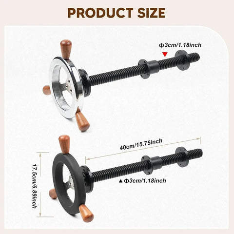 Heavy Duty Woodworking Leg Vise Kit With Inertia Driven Handwheel for quick open close, dimensions 40cm length, 3cm diameter.