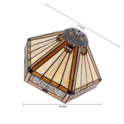 Dope Tiffany Style Yellow Hexagon Stained Glass Lamp Shade Replacement 12x10x6 Inch With Cap For Table Lamp Pendant Light Ceiling Fixture Mission Design Decor