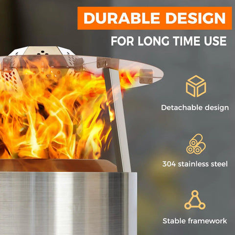 Heat Deflector For 27 Inch Fire Pits And Solo Stove Bonfire 1.0/2.0, 304 Stainless Steel With 3 Leg Design focusing on flames