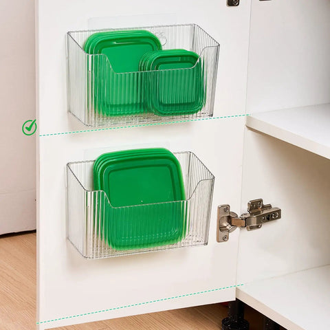 2 Pack Self Adhesive Cabinet Door Organizer Stackable Hanging Storage Bins Super Slick Lid Sorter Heavy Duty Plastic Rack For Kitchen Bathroom Pantry And Rv No Fuss Game Changing Storage Solution