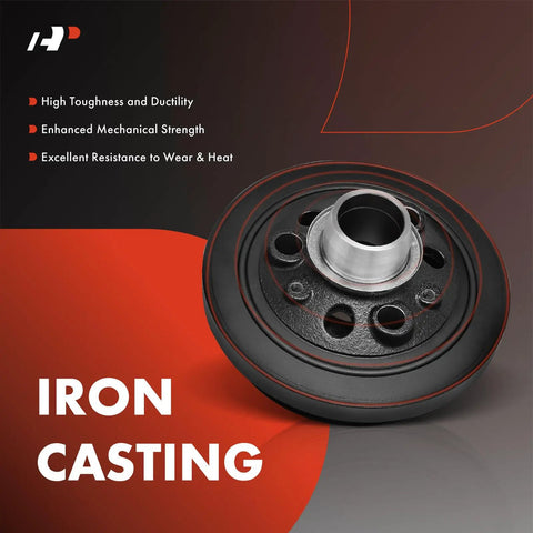 Engine Harmonic Balancer Crankshaft Pulley Compatible With 2012-2019 Jeep Grand Cherokee, iron casting, black finish