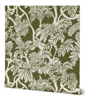 Top Notch Type II Professional Tropical Jungle Wallpaper Featuring Hella Durable Matte Finish and Subtle Linen Texture in green foliage design.