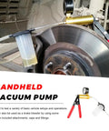 Handheld Vacuum Pump Brake Bleeder Kit With Gauge Adapters For Cars Trucks Motorcycles One Person Fluid Extraction in action.