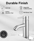 Chrome Bathroom Faucet For 1 Hole Sink, Stainless Steel Lavatory Faucet With Metal Pop Up Drain, Durable Stainless Finish