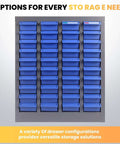 Front view of Ultra Handy 40 Drawer Parts Cabinet For Nuts Bolts And Small Hardware With ABS Drawers Adjustable Dividers And Label Slots.