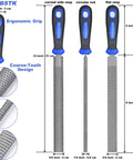Solid Wood Rasp File Set Including Flat Half Round And Round Tool Heads For Tackling Every Kickass Carving Job, three rasps with ergonomic grips.