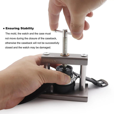 Pro Grade Watch Press Tool For Round Dials With Crystal Press And Back Case Closer, all metal build, easy pressure handle