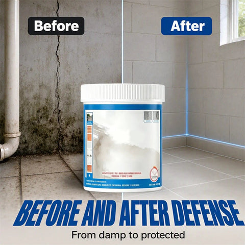 Heavy Duty Multi Surface Waterproof Sealant Spray To Nail Leaks On Roofs Walls Or Tiles Clear Protective Coating in before and after view.