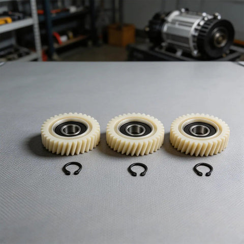Three 35T nylon gears with 12mm ID circlips from Beefed Up 35T Planetary Gear Kit For E Bike Motors Left Skew Nylon Gears