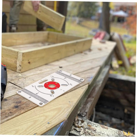 Router Sled For Milling Machine With Aluminum Insert Plate For Router Table, Slick Pro Grade Woodworking Jig on wooden deck