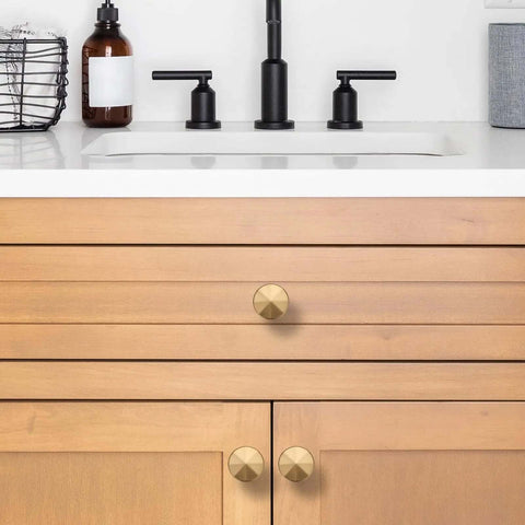Champagne Bronze Cabinet Knobs 1-3/16 Inch, 5 Pack, Heavy Duty Zinc Alloy Drawer Knobs For Kitchen Cabinets, Easy Single Hole Install
