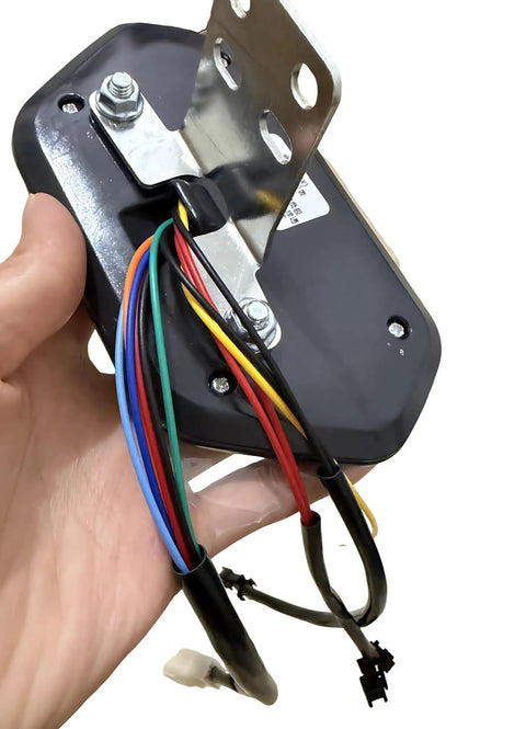 Back view of Must Have Ebike Display For 48V 60V 72V Universal LED Screen Meter With Speedometer And Odometer showing wires