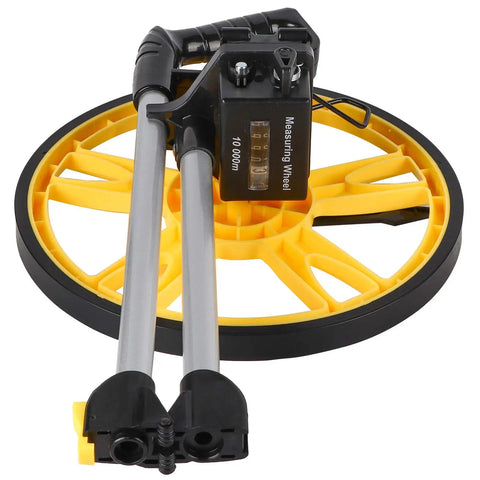 Jiawu Foldable Mechanical Distance Measuring Wheel 0-9999.9M with accurate dial, anti-slip wheel, and sturdy construction.
