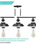 Installation guide for Industrial Rustic 3 Light Vanity Wall Sconce in Dark Bronze with Vintage Gold Trim, bulbs not included.