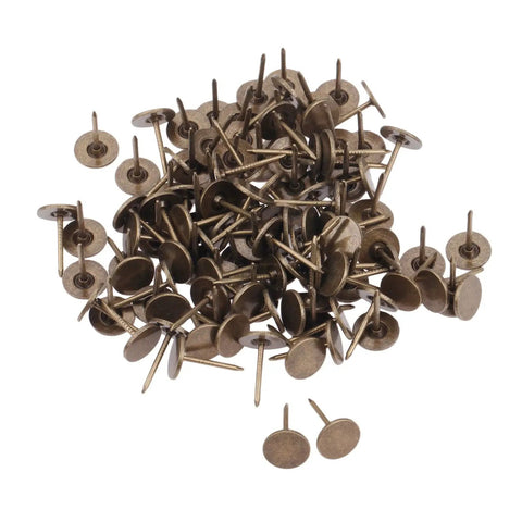 Top Shelf Bronze Decorative Upholstery Tacks With Flat Head 100 Piece Furniture Hardware Kit For DIY Restoration Projects solid iron tacks