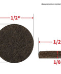 Self Adhesive Felt Furniture Pads One Half Inch Brown 24 Pack Easy Peel And Stick Scratch Protection For Cabinets Tables Floors