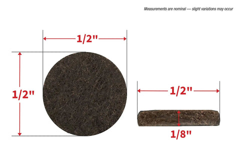 Self Adhesive Felt Furniture Pads One Half Inch Brown 24 Pack Easy Peel And Stick Scratch Protection For Cabinets Tables Floors