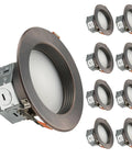 ZYC Oil-Rubbed Bronze 4 Retrofit LED Recessed Lighting, 4 Inch 8 Pack 5CCT Anti-Glare LED Downlight showing deep baffle design.