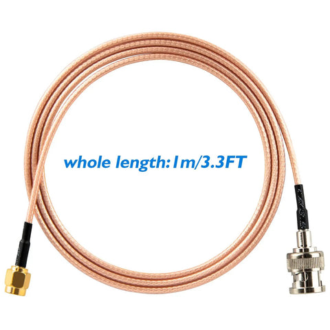 BNC Male To SMA Male Coax Cable Adapter Kit 3.28ft RG316 Low Loss 50 Ohm 1 Meter Copper Gold Plated SMA Nickel BNC Two Pack