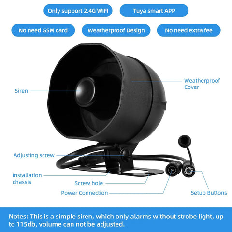 Heavy Duty Wifi Siren Host For Smart Home Security Rock Solid Knockout Protection Expanding Up To Fifty Sensors Without Hassle Top Shelf Instant Alerts In Black